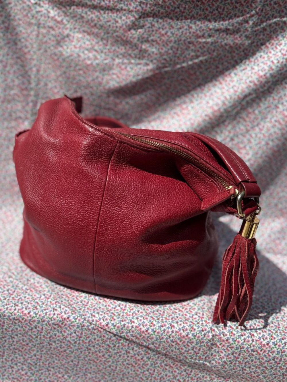 Tommy Hilfiger smooth pebbled red leather hobo bag